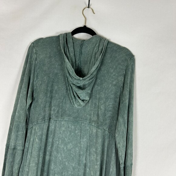 Sinuous Long Open Hooded Cardigan S Burnout Green - Picture 5 of 6